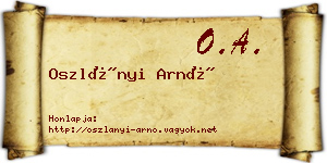 Oszlányi Arnó névjegykártya
